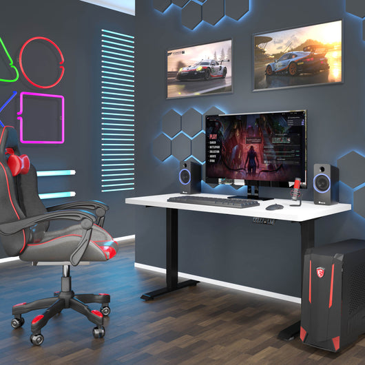 SCRIVANIA BIMOTION DESK 1S NERO OPACO BIANCO OPACO 140x70