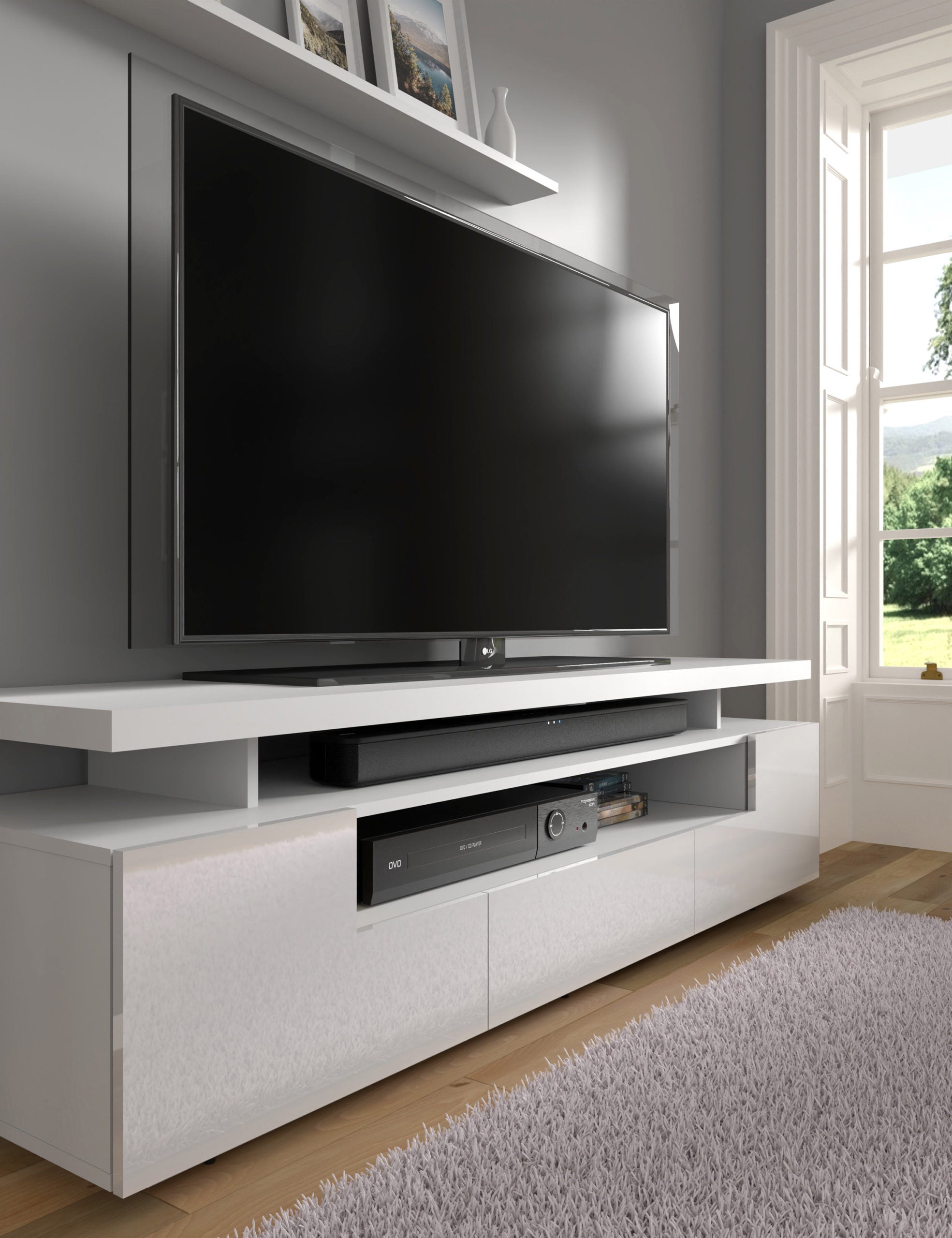 ARMADIO TV EVA 180 BIANCO OPACO BIANCO LUCIDO