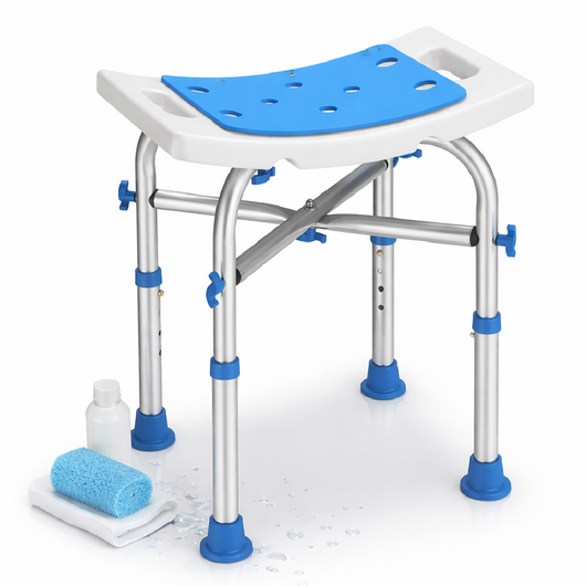 Sgabello Doccia Alluminio Antiscivolo Regolabile per Anziani e Disabili 150 kg