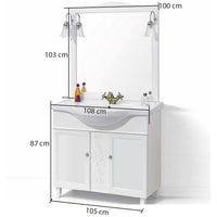 Mobile Da Bagno Bianco Completo Modello Giada 2 Ante 105cm Indipendente in Legno