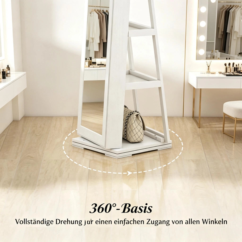 SPECCHIO Portagioie girevole 38x38x160 cm MDF Bianco con serratura