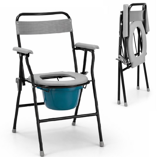 Sedia WC Pieghevole con Vaso Removibile per Anziani e Disabili 136 kg