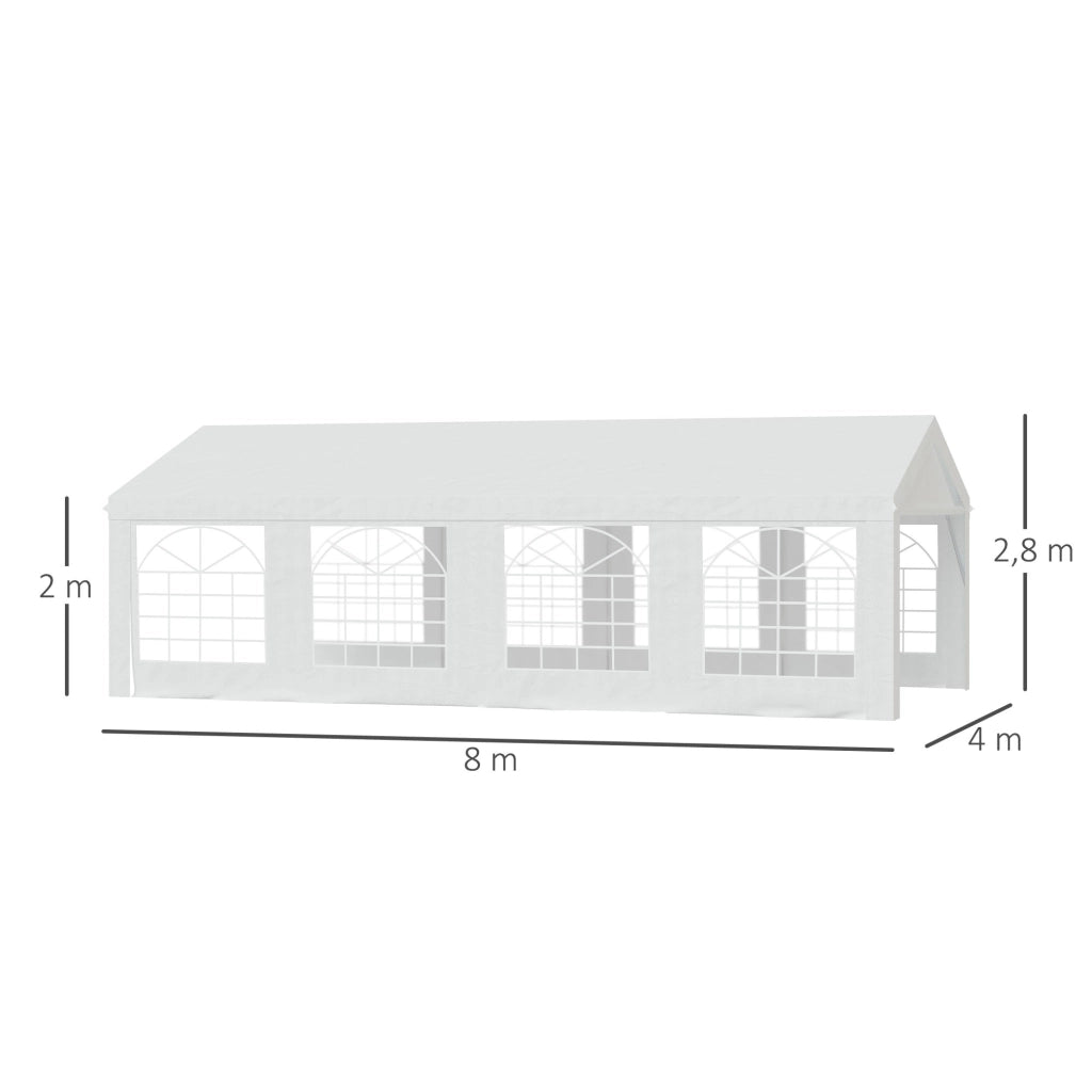 Tenda da giardino esterna 4x8m ¨C zephmum ¨C 8 finestre acciaio galvanizzato bianco