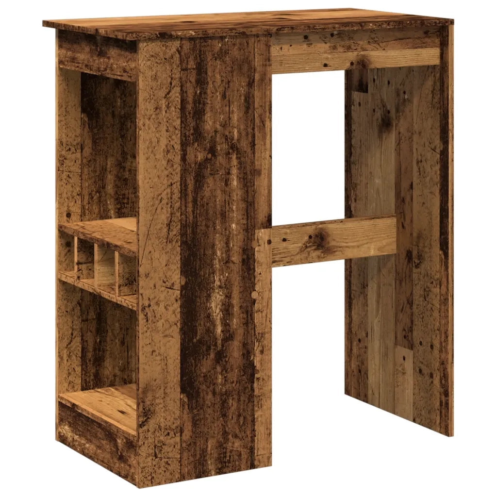 vidaXL Tavolo Bar con Rastrelliera Antico 90x47,5x103,5 cm Multistrato