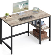 Scrivania per Computer, Scrittoio, 120 x 60 x 76 cm, Moderno, Tavolo da Lavoro, per Ufficio Camera da Letto Soggiorno, Greige Melange e Nero Inchiostro LWD47MB