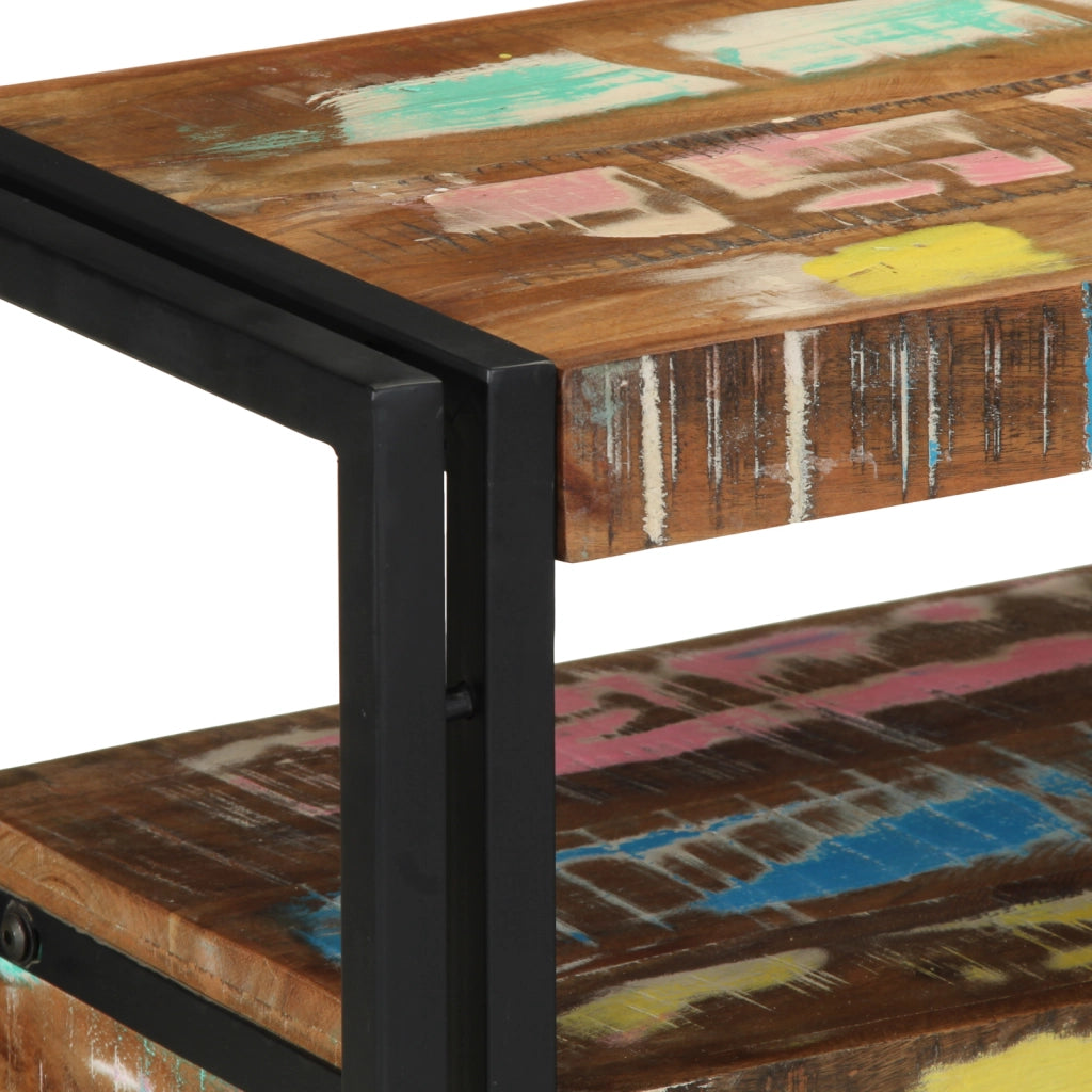 Tavolini Multicolore 120x33x75 cm in Legno Massello di Recupero e Metallo