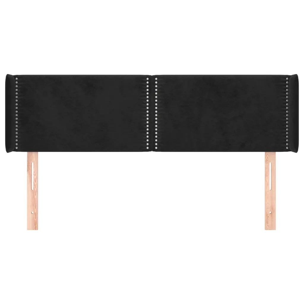 Testiera | Testata ad Orecchio Nera 147x16x78/88 cm in Velluto