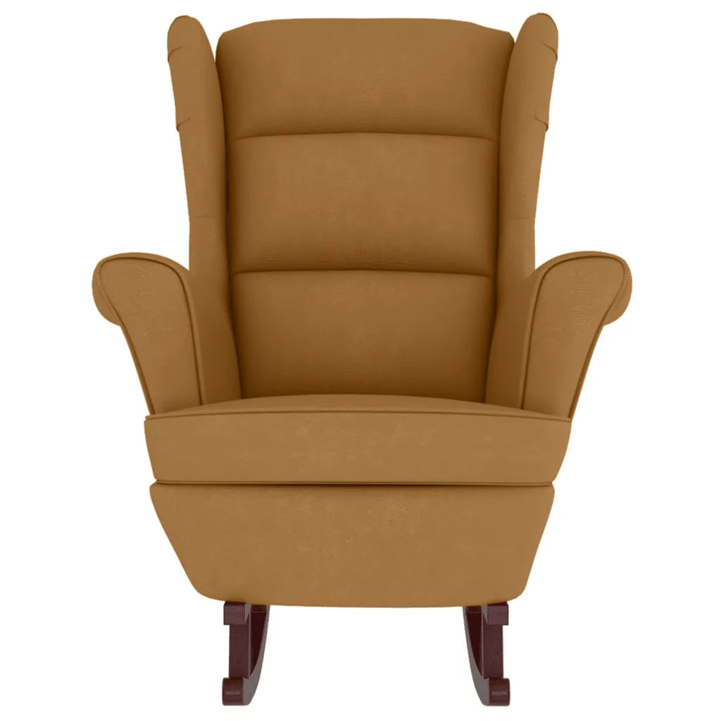Sedia a dondolo con schienale alto in velluto marrone 3121238