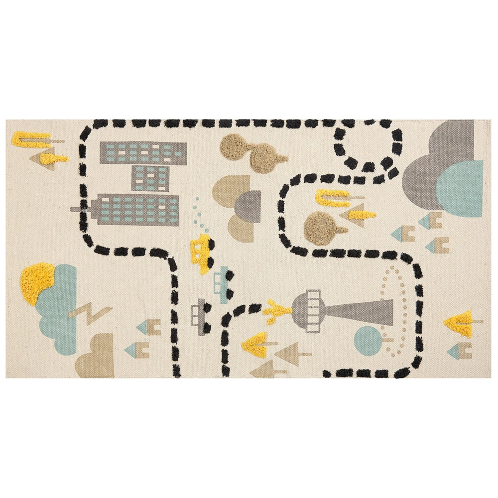 Tappeto per bambini motivo urbano multicolore 80 x 150 cm cameretta camera da letto