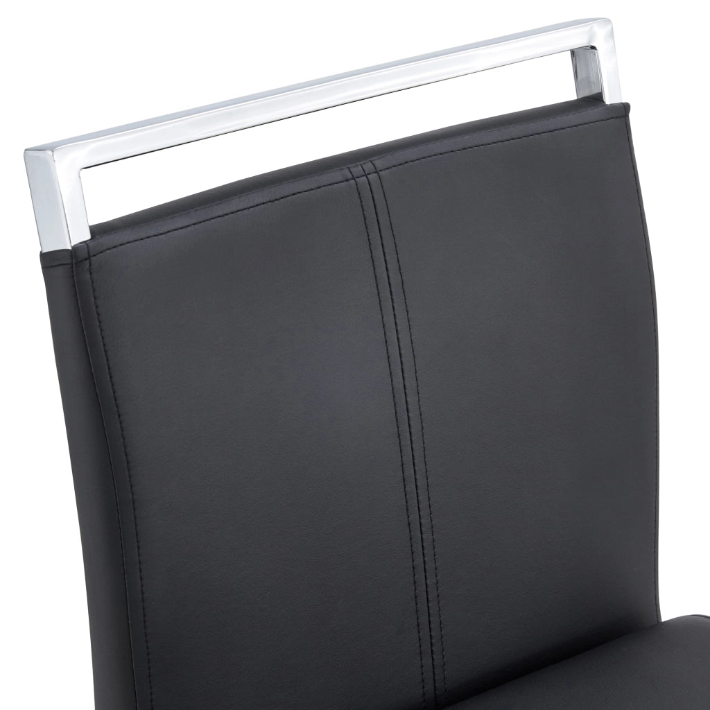 Sgabello da Bar Set da 2 con Schienale e Poggiapiedi per Cucina e Bancone in Metallo e PU Nero Argento 96.5 cm