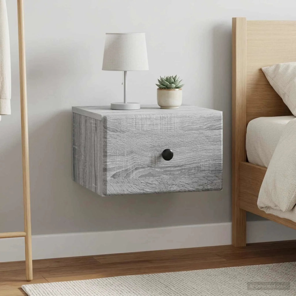Mobiletto da notte a muro 2 pcs Grigio Sonoma 34,5 x 33 x 20 cm 899118