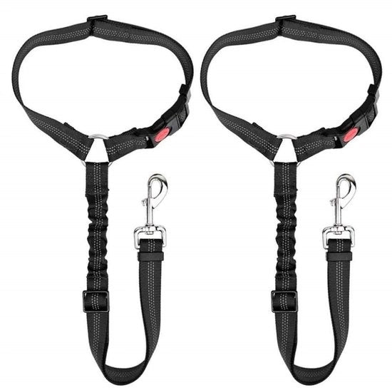 Cintura di sicurezza per cani - Cinturone per cani per l'auto - Sedile di sicurezza per cani - Adattabile - Nero - 72 a 84 cm - 2 pezzi