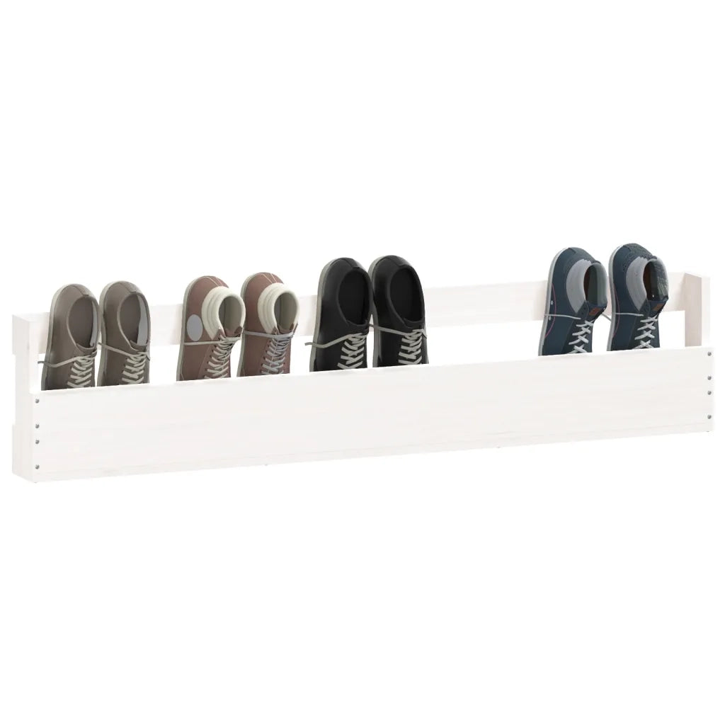 Scarpiere a Parete 2pz Bianco 110x9x23cm Legno Massello di Pino 833276