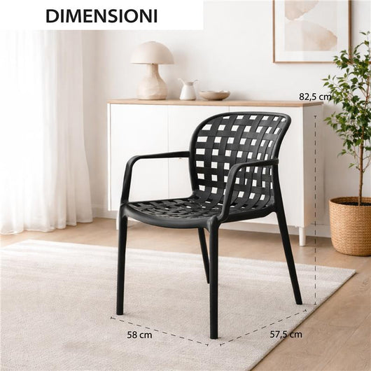 SHARON POLTRONA IMPILABILE IN POLIPROPILENE 58X57,5X82,5 CM ANTRACITE