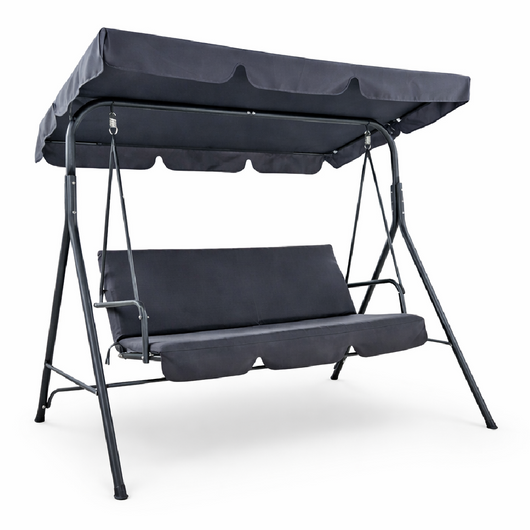 Dondolo Altalena da Giardino 3 Posti con Parasole Regolabile in acciaio Grigio