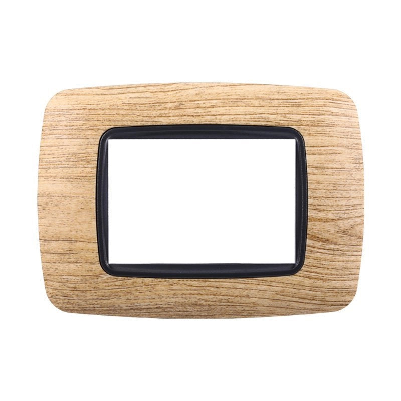 Placca Plastica Bombata Serie Space 3P Colore Legno Chiaro Compatibile Con Bticino Living International
