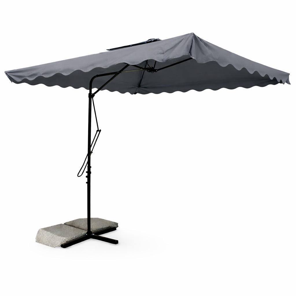 Ombrellone da Giardino Palo Decentrato 2.5x2.5 mt Impermeabile Grigio Apri&Chiudi