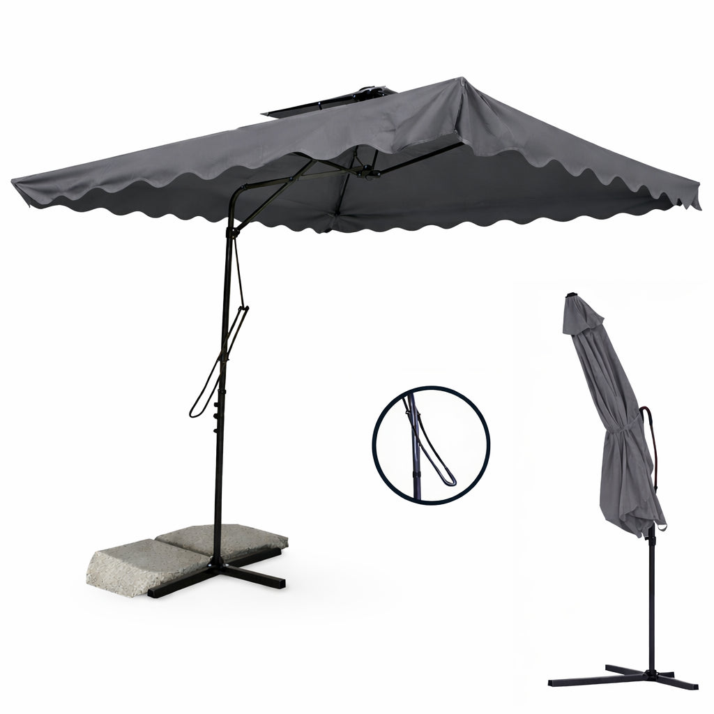 Ombrellone da Giardino Palo Decentrato 2.5x2.5 mt Impermeabile Grigio Apri&Chiudi