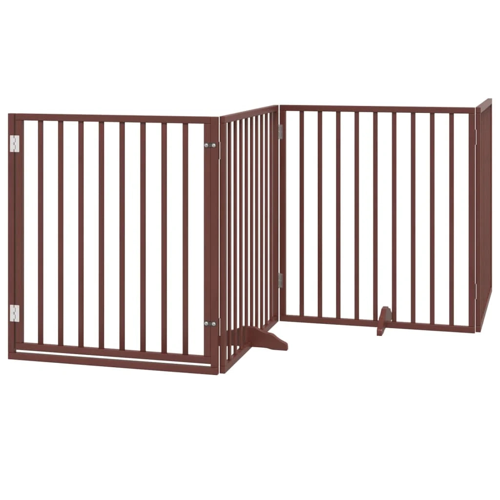Cancelletto di sicurezza per animali domestici porta pieghevole 12 pannelli legno di pioppo marrone 02_0023132