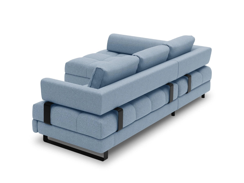 Cosmopolitan Design - Divano convertibile angolare sinistro con box "Clinton" 5 posti in tessuto strutturato blu 