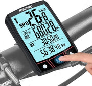 Computer di bicicletta velocità e contachilometri - Senza fili, impermeabile, touchscreen, illuminazione di background - Display LCD - Multifunzionale