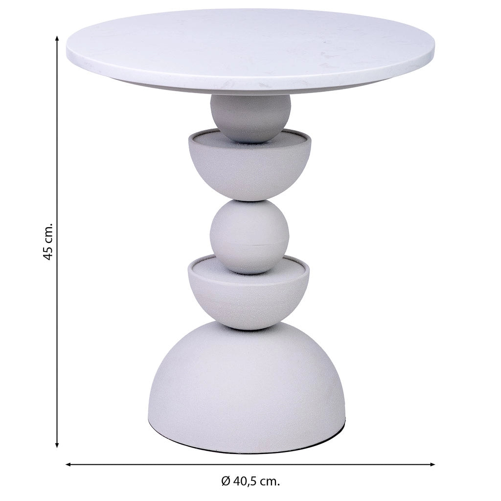 Tavolino in metallo bianco e legno 40,5x40,5x45h cm