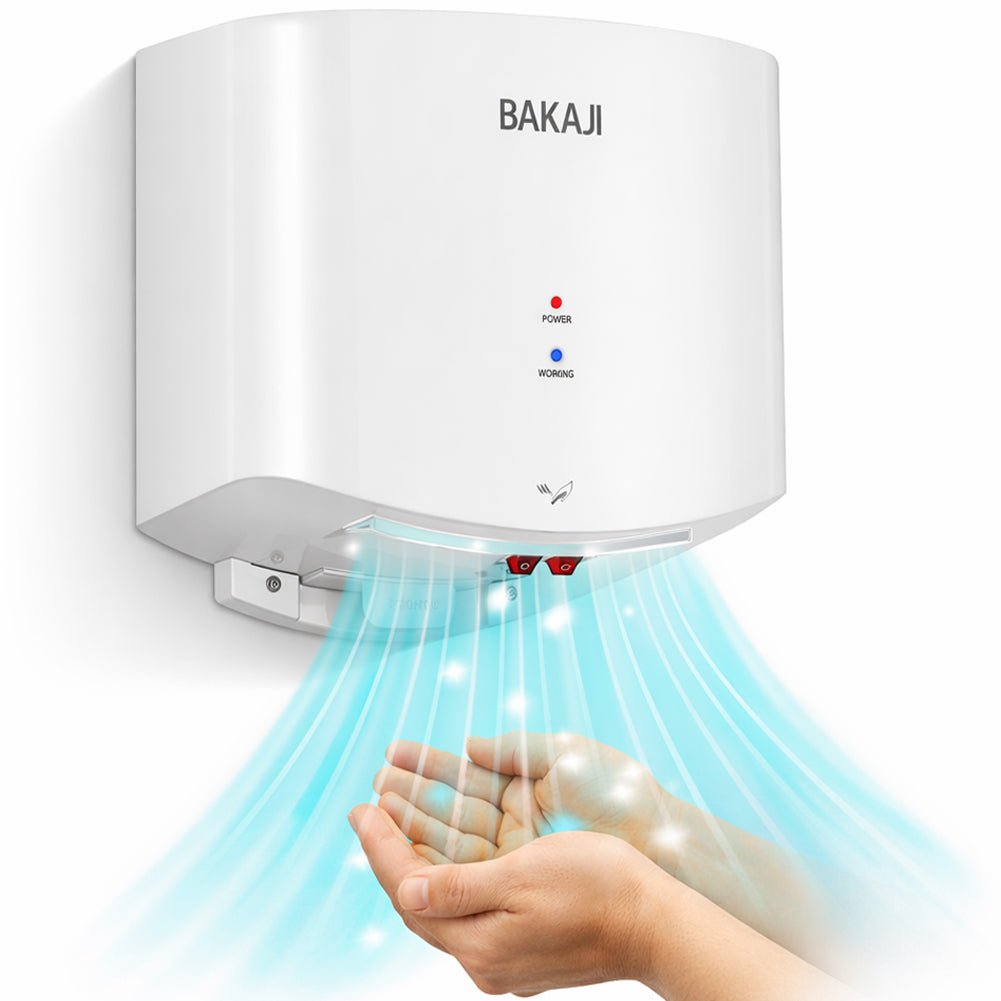 Asciugamani Elettrico a Parete Automatico per Bagno 1400W Aria Fredda e Calda