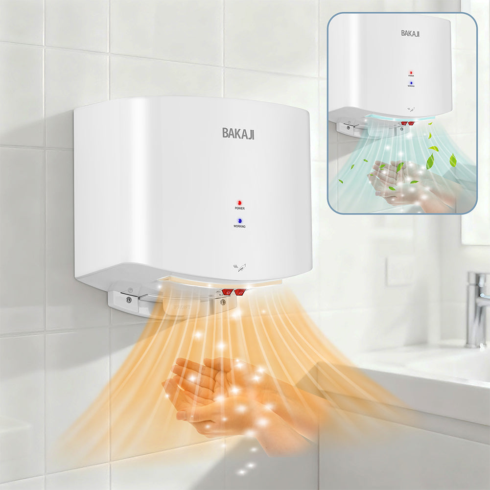 Asciugamani Elettrico a Parete Automatico per Bagno 1400W Aria Fredda e Calda