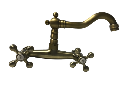Rubinetto a parete bronzato vecchio ottone vintage completo