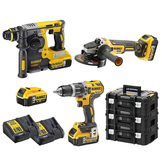 Kit Dewalt Avvitatore + Tassellatore SDS Plus + Smerigliatrice ø 125mm 18V