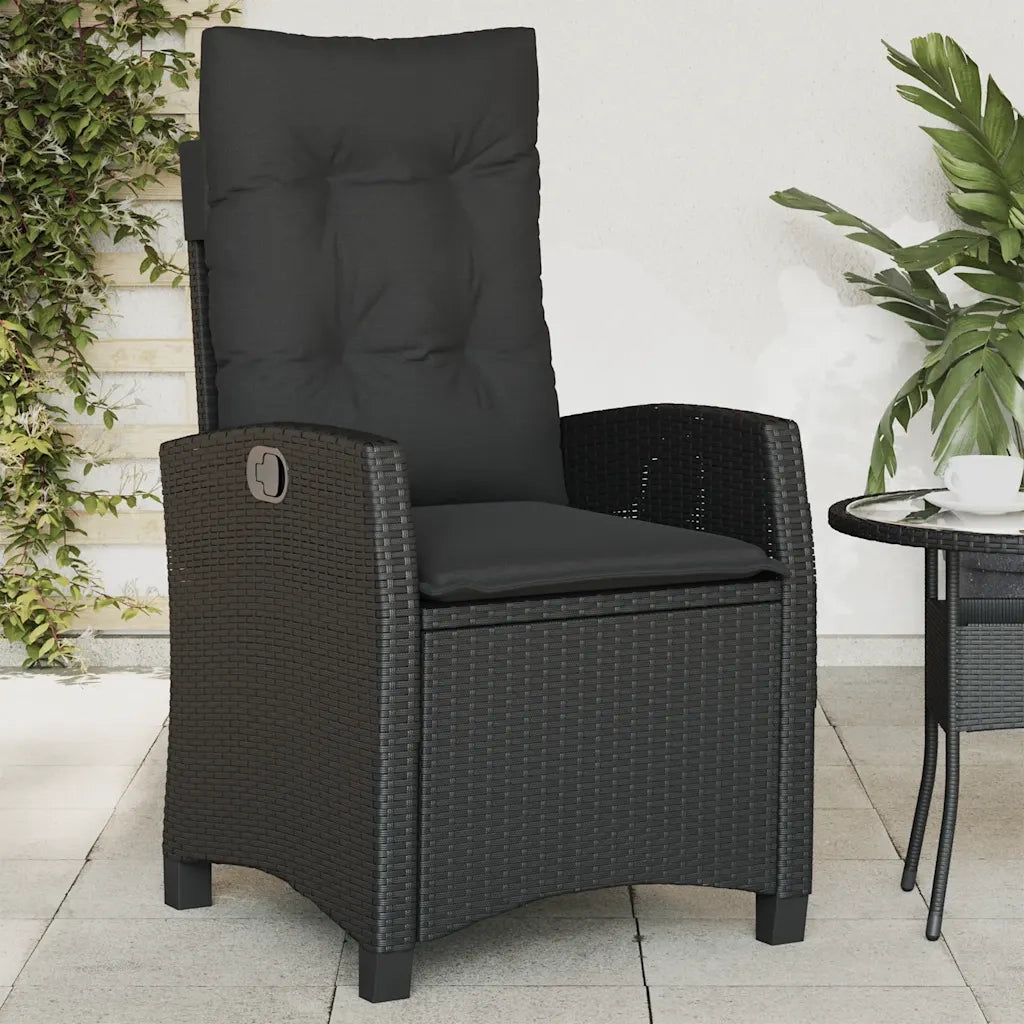 Sedie Reclinabili da Giardino 2 pz | Sedie da Esterno con Cuscini Nero Polyrattan