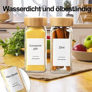 24 contenitori in vetro quadrato per erbe - 113 gram - set di 398 etichette - 120 ml - set di macinatore per erbe - ciotola in silicone - spazzola e matita - coperchio in bambù - contenitori per erbe da cucina