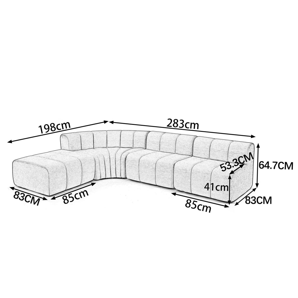 Divano angolare modulare 4 posti - con moduli multifunzione - in chenille - nero