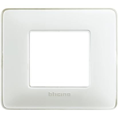 Placca Bticino Matix 2 moduli ghiaccio AM4802CBN