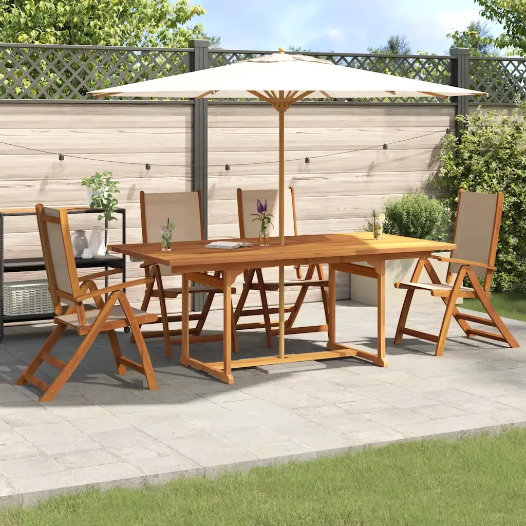 Set Pranzo da Giardino 5pz Legno Massello di Acacia e Textilene