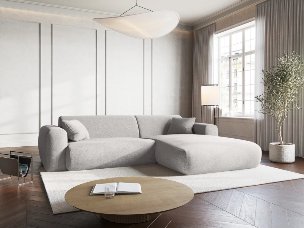 Cosmopolitan Design - Divano angolare destro "Nolio" 4 posti in ciniglia grigio chiaro 