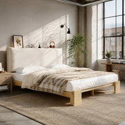 LETTO Imbottito 140x200 cm Naturale con testiera imbottita