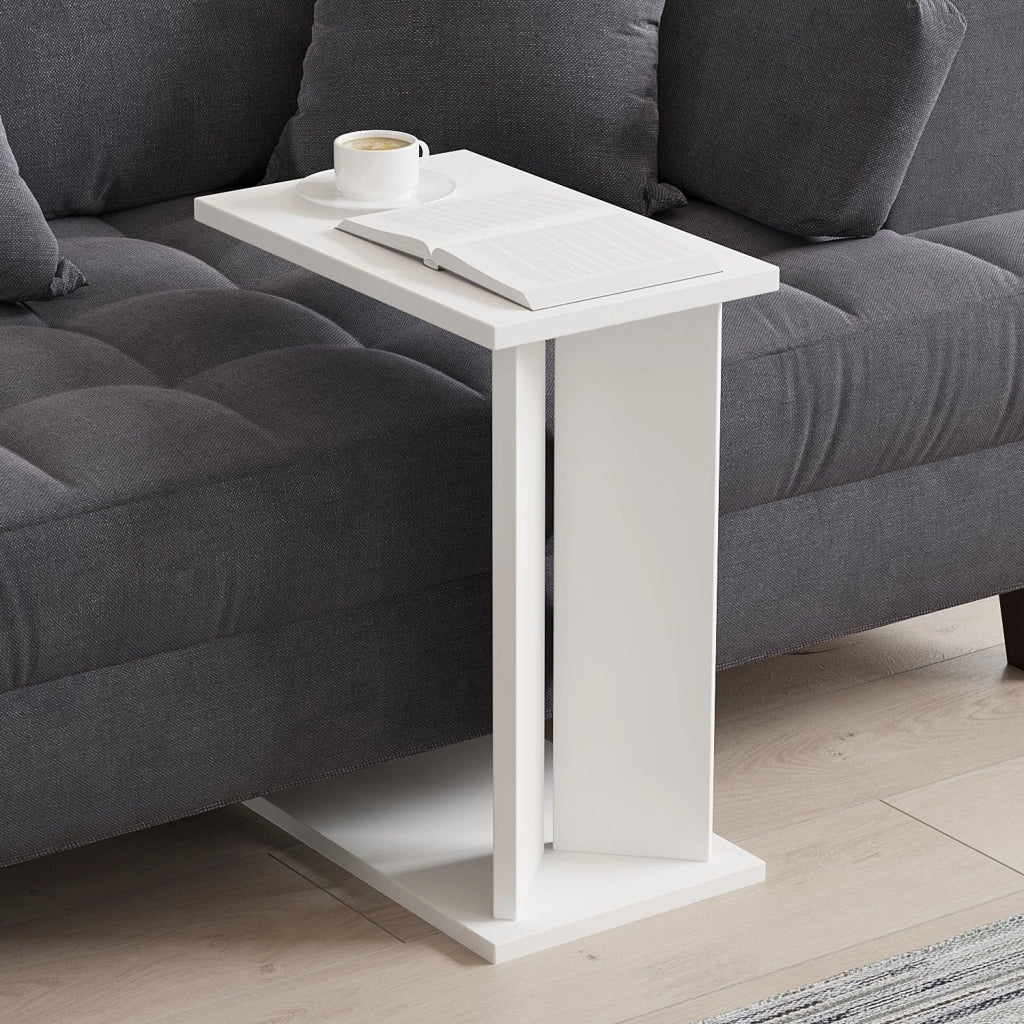 Tavolino in legno "Lun" - 25 x 50 x 48 cm - Bianco