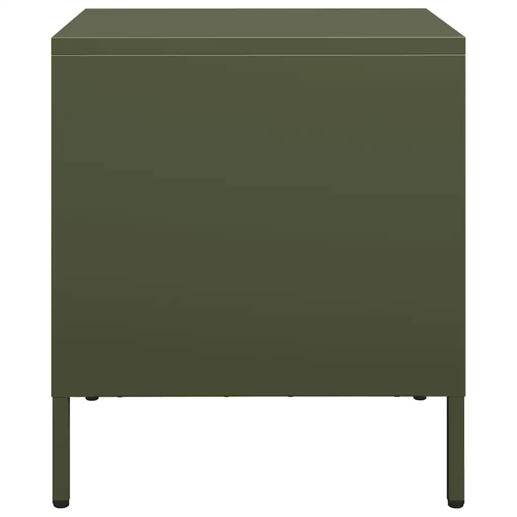 Comodino | Armadio da Notte | Mobiletto da notte Verde Oliva 35x39x43,5 cm in Acciaio