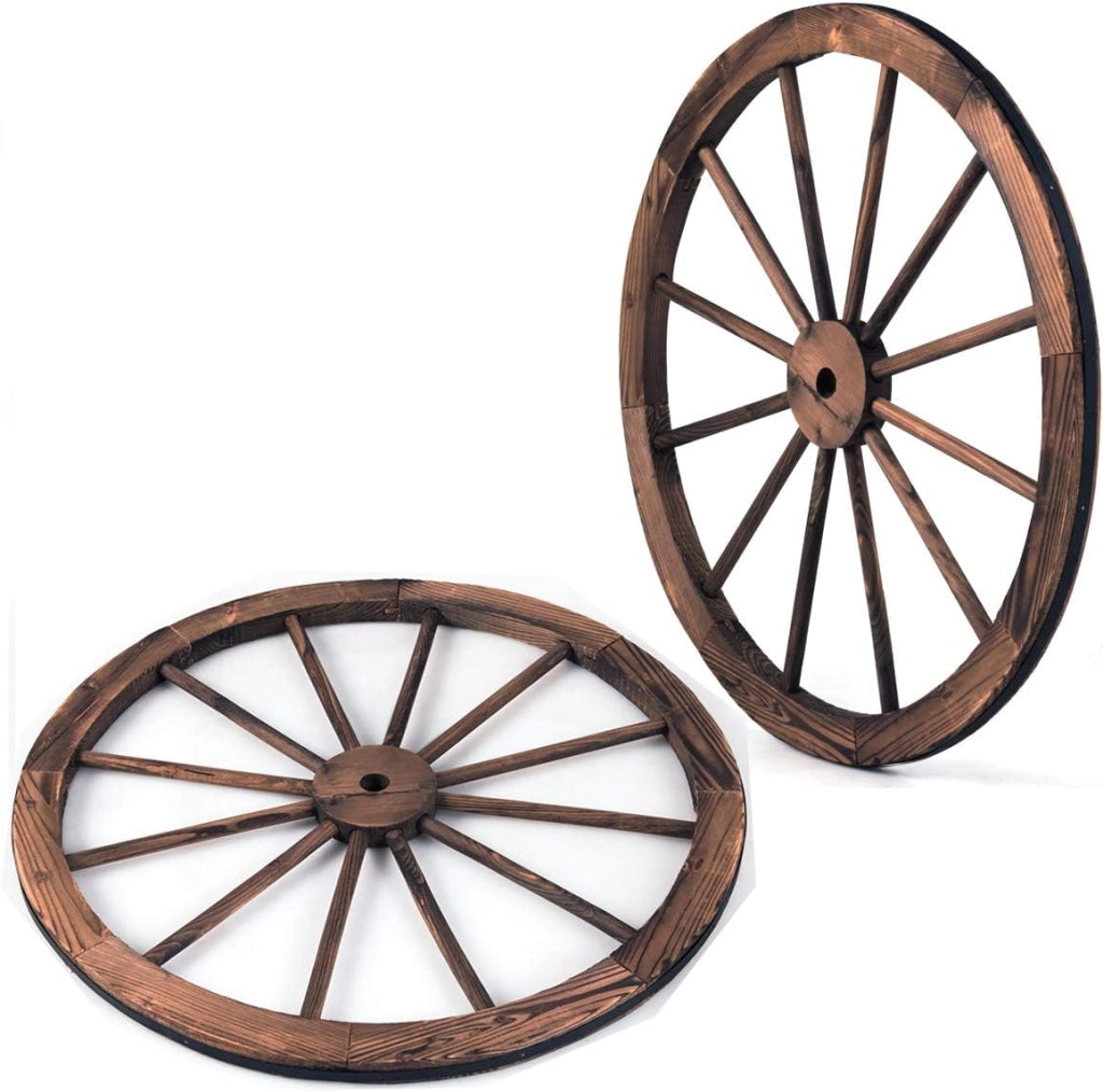 2 Ruote in Legno di Abete, Decorazioni a Forma di Ruota da Parete, Ideale per Bar, Ristorante, Soggiorno, 76 x 76 x 3,5 cm