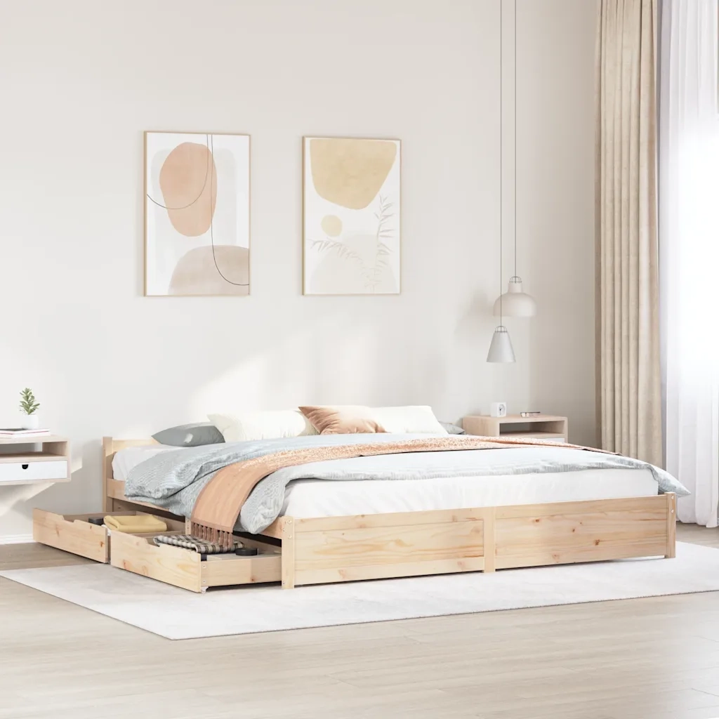 Letto senza Materasso 200x200 cm in Legno Massello di Pino 3301696