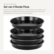 Piatti da forno a cerniera per pizza 10 pollici - Piatti da forno rotondi - Superficie antiscivolo - Acciaio inossidabile - Set da 4 - Fondi stabili - Per pizze