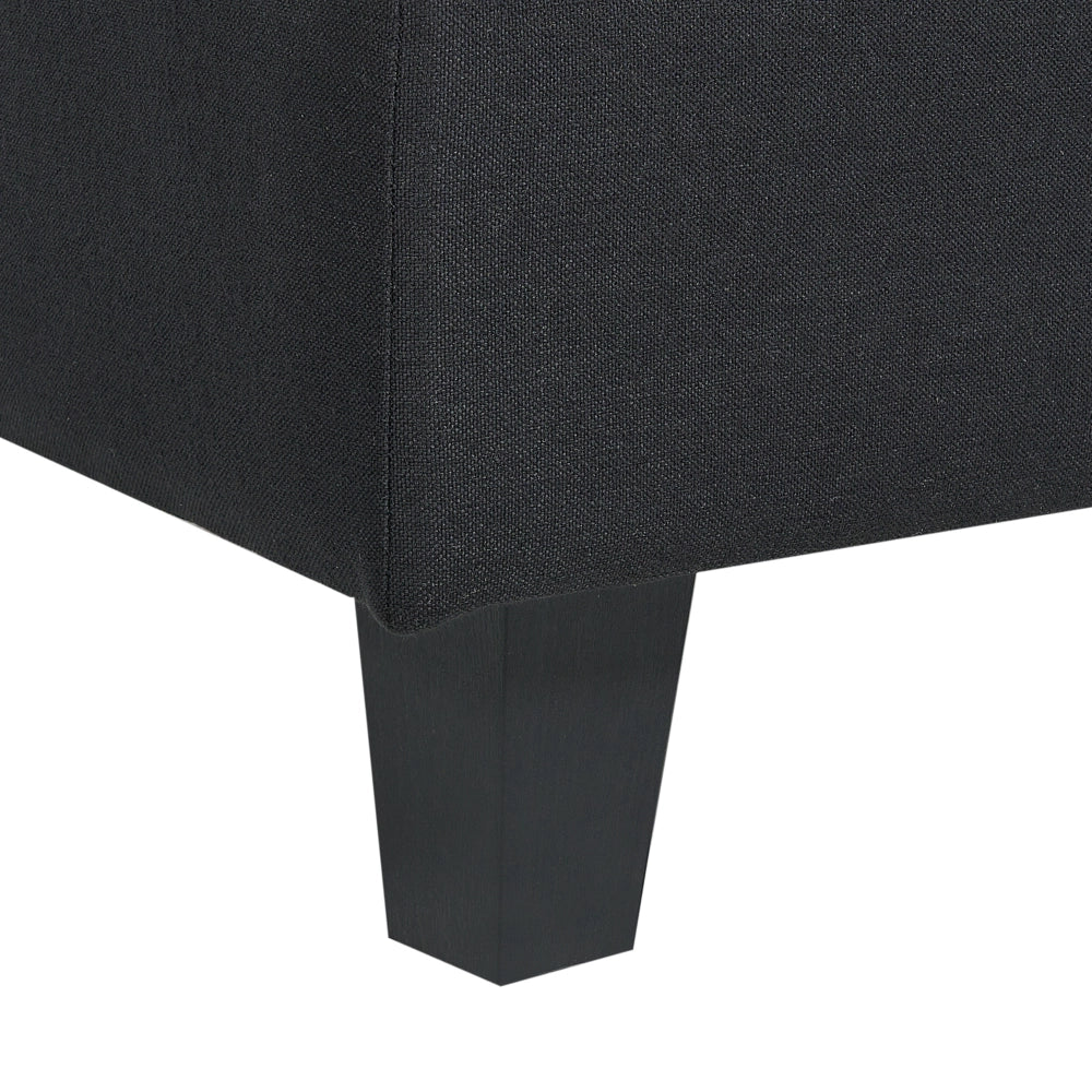 Pouf Poggiapiedi Rivestito Tessuto Nero Quadrato Minimalista Moderno