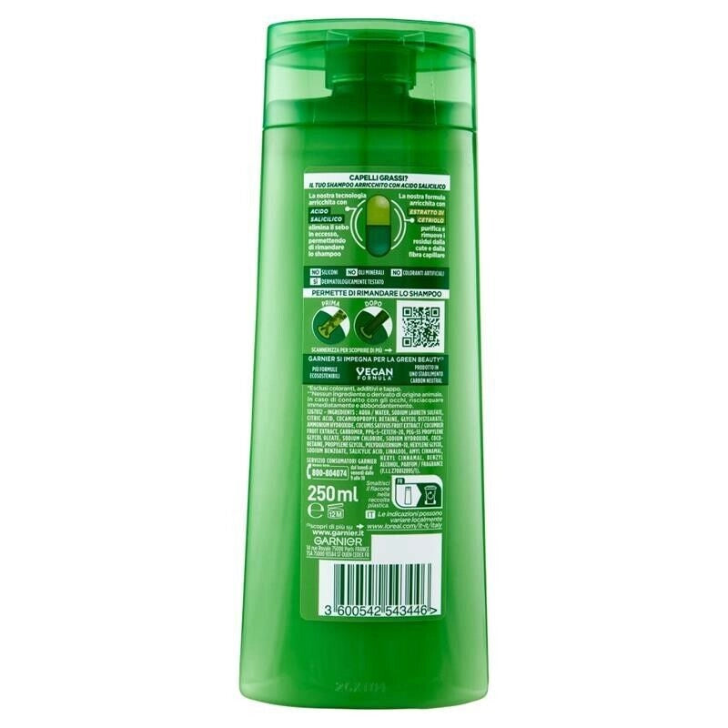 GARNIER FRUCTIS SHAMPOO 250 ML COCUMBER FRESH PERMETTE DI RIMANDARE IL TUO SHAMPOO X CAPELLI GRASSI