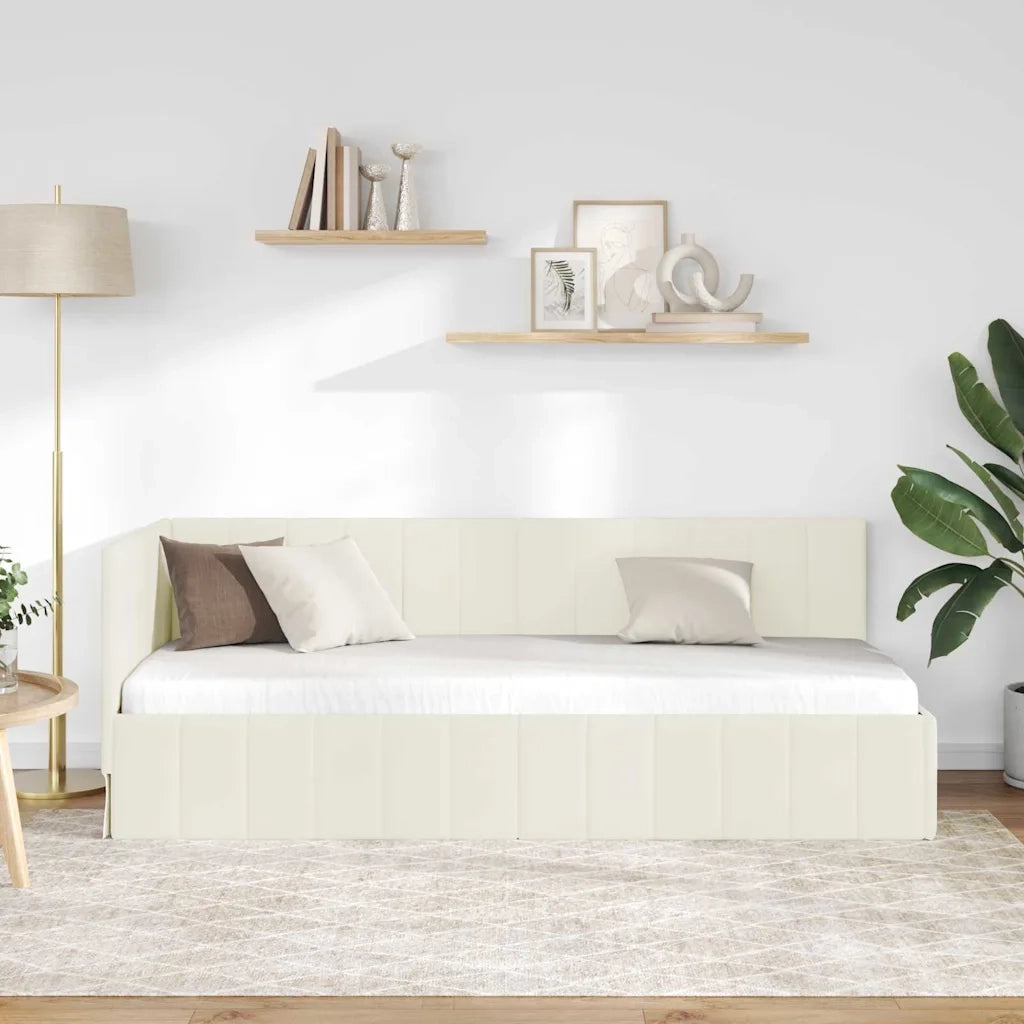 Cornice del letto ad angolo Crema 80 cm x 200 cm Velluto 42016294