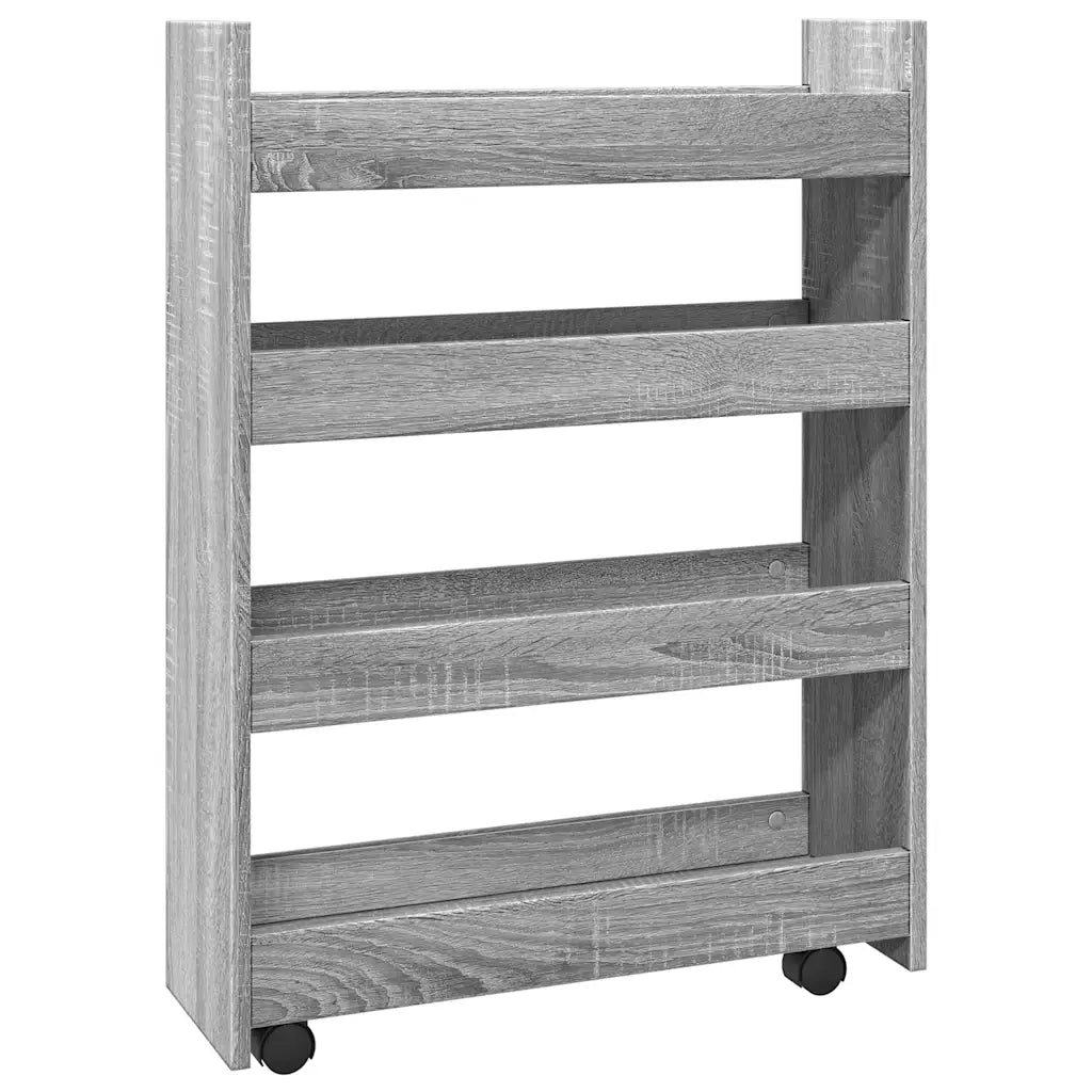 Carrello Stretto a 4 Livelli Grigio Sonoma in Truciolato 855264