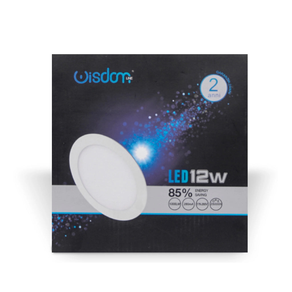 Pannello led slim da incasso tondo 12w 4000K luce naturale