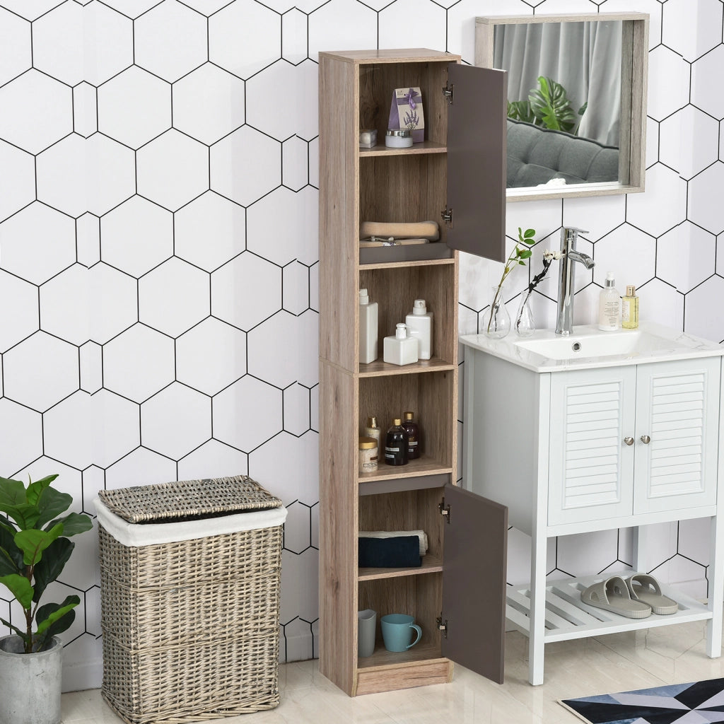 Colonna bagno salvaspazio ¨C Xylo ¨C rovere chiaro grigio 30x24x170 cm con ante ripiani