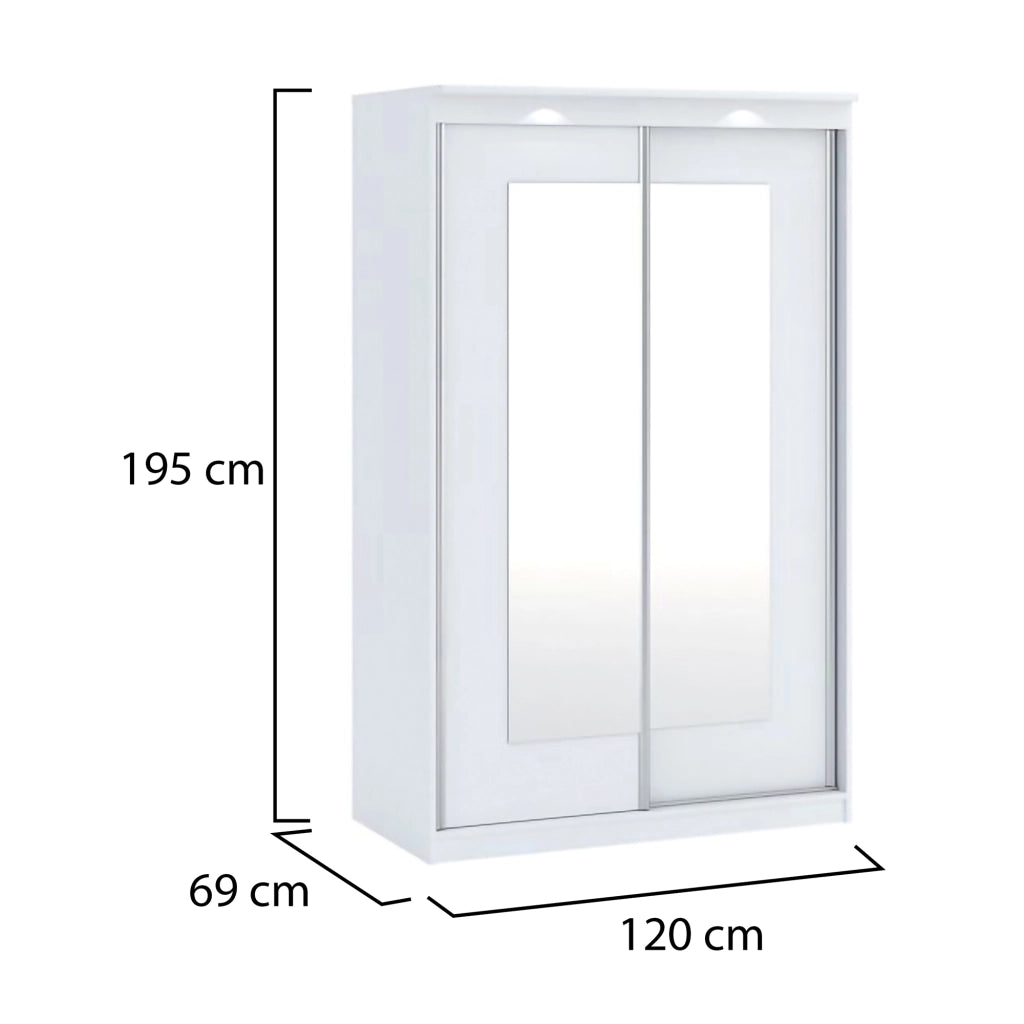 Armadio Camera da Letto Lesela, Guardaroba 2 Ante 2 Ripiani, 120x195h cm Bianco