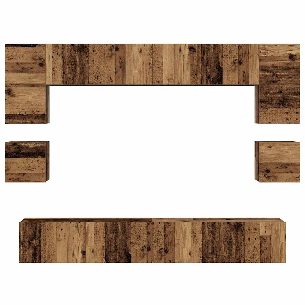vidaXL Set mobile TV 8 pcs Legno vecchio 100 x 30 x 30 cm